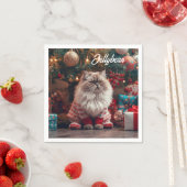 Fun Exotic Shorthair Cat Christmas Personalized スタンダードカクテルナプキン (インサイチュ)