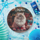 Fun Exotic Shorthair Cat Christmas Personalized   ペーパープレート (パーティー)
