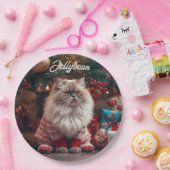 Fun Exotic Shorthair Cat Christmas Personalized   ペーパープレート (パーティー)