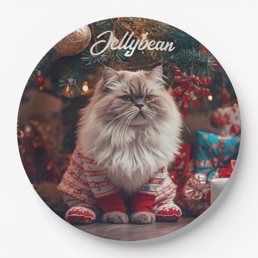 Fun Exotic Shorthair Cat Christmas Personalized   ペーパープレート (正面)