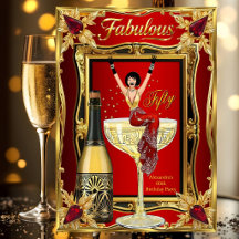 Fun Fabulous Birthday Red Gold Champagne Party