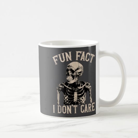 Fun Fact I Don’t Care Skull Funny Sarcastic Quote  コーヒーマグカップ (右)