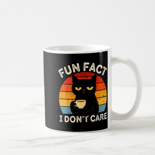 Fun Fact I Don't Care Funny Black Cat Saying Quote コーヒーマグカップ (右)