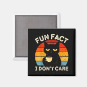 Fun Fact I Don't Care Funny Black Cat Saying Quote マグネット (正面/裏面)