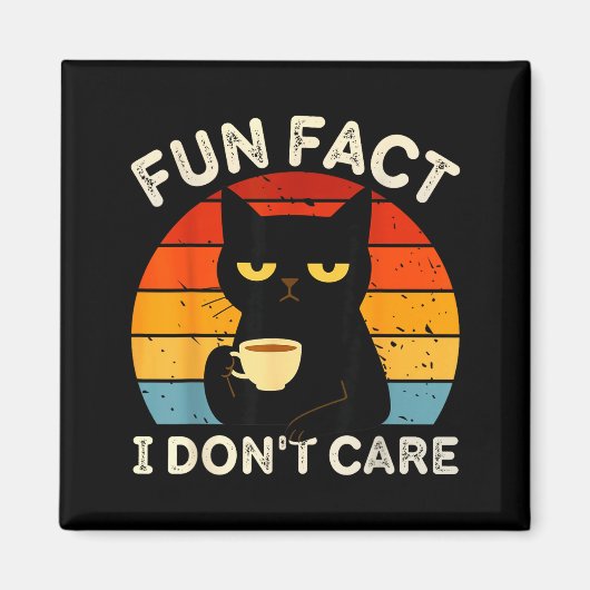 Fun Fact I Don't Care Funny Black Cat Saying Quote マグネット (正面)