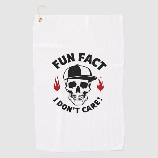 Fun Fact I Don't Care Funny Skeleton Saying (1) ゴルフタオル (正面)