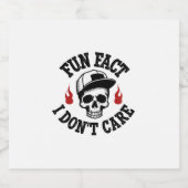 Fun Fact I Don't Care Funny Skeleton Saying (2) スパークリングワインラベル (シングルラベル)