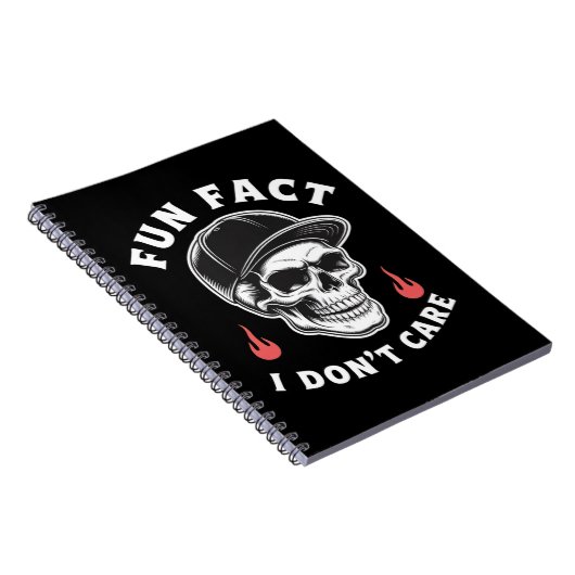 Fun Fact I Don't Care Funny Skeleton Saying Quote  ノートブック (右側)