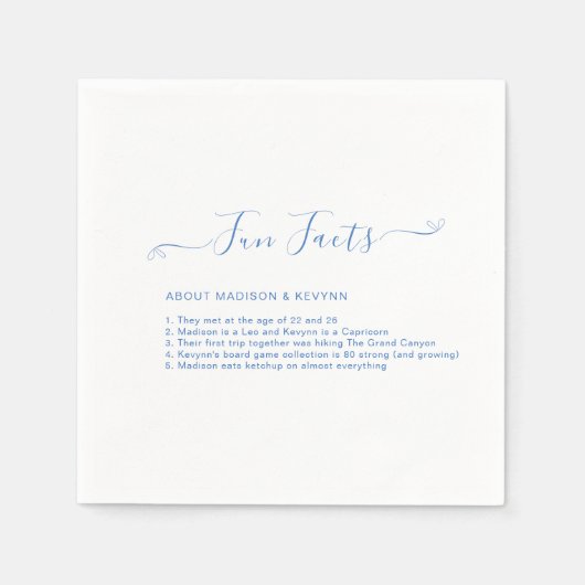 Fun Facts | Blue Wedding Napkins スタンダードカクテルナプキン (正面)