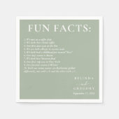 Fun Facts Wedding Cocktail Napkins Text Green スタンダードカクテルナプキン (正面)