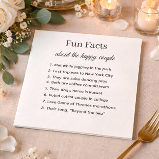Fun Facts Wedding Napkins Personalized Couple Stor スタンダードカクテルナプキン