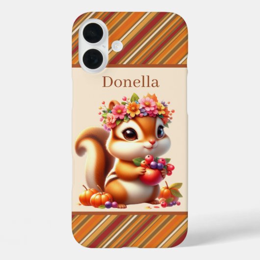 Fun Fall Seasonal squirrel add name  Case-Mate iPhoneケース (裏面)