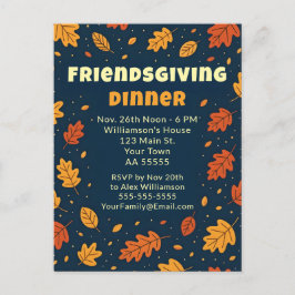 Fun Falling Leaves Friendsgiving Dinner Potluck シーズンポストカード