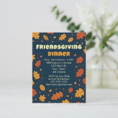 Fun Falling Leaves Friendsgiving Dinner Potluck シーズンポストカード (スタンド正面)