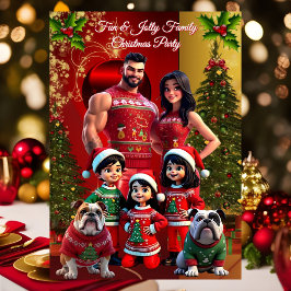 Fun Family Christmas Holiday Party Ugly Sweaters 招待状