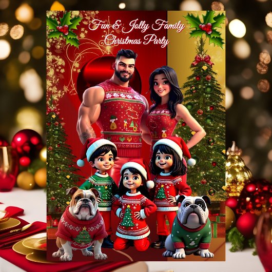 Fun Family Christmas Holiday Party Ugly Sweaters 招待状