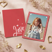Fun Family Photo Love Script Heart Valentine’s Day シーズンカード