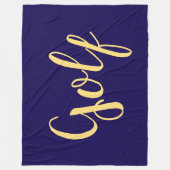 Fun Fancy GOLF Script On Bold Modern Navy Blue フリースブランケット (正面)