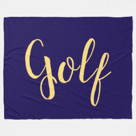Fun Fancy GOLF Script On Bold Modern Navy Blue フリースブランケット