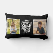 Fun Favorite Child Gave Me This 2 Photo Mom black ランバークッション (裏面)