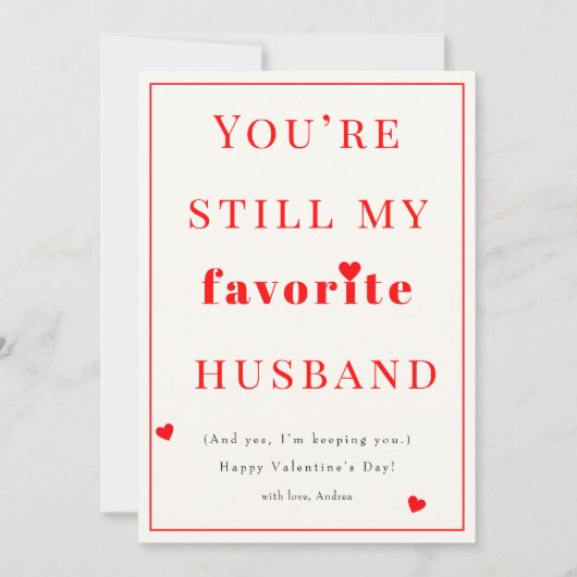 Fun Favorite Husband Valentine's Day Holiday Card シーズンカード (正面)