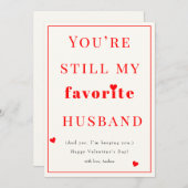 Fun Favorite Husband Valentine's Day Holiday Card シーズンカード (正面/裏面)
