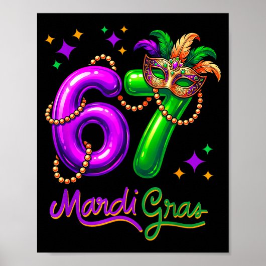 Fun Festive 67 Mardi Gras Party Balloons Beads Mas ポスター (正面)