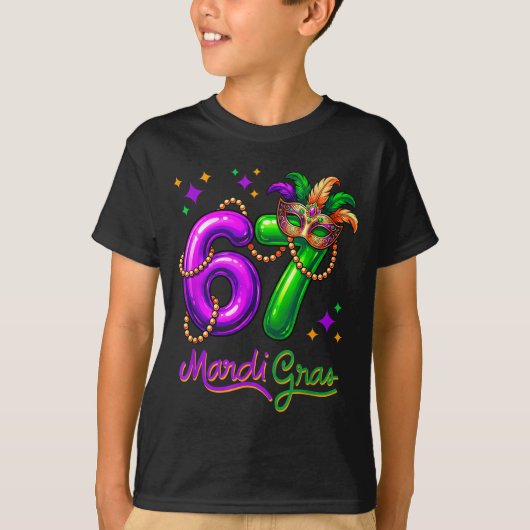 Fun Festive 67 Mardi Gras Party Balloons Beads Mas Tシャツ (正面)