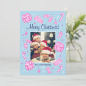 Fun & Festive Blue Doodle Holiday Card シーズンカード (スタンド正面)