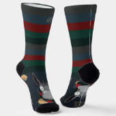 Fun Festive Donkey Cartoon Dark Blue ソックス (傾斜あり)