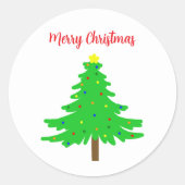 Fun Festive Merry Christmas Trees ラウンドシール (正面)