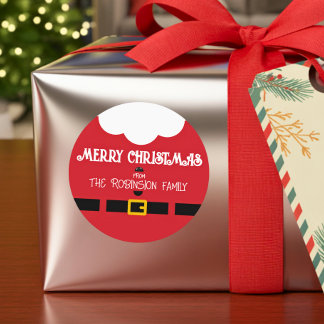Fun Festive Minimalist Santa Claus Christmas ラウンドシール