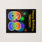 Fun Fireworks + Rainbow Pattern "68" Birthday # ジグソーパズル (横)