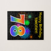 Fun Fireworks + Rainbow Pattern "78" Birthday # ジグソーパズル (横)
