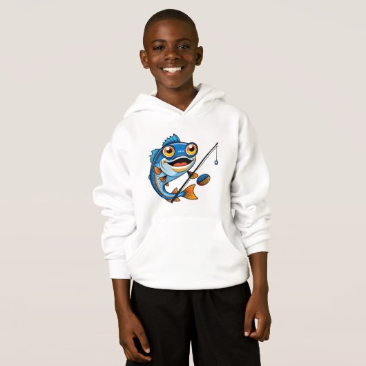 Fun Fish Cartoon – Kids’ Hoodie (正面フル)