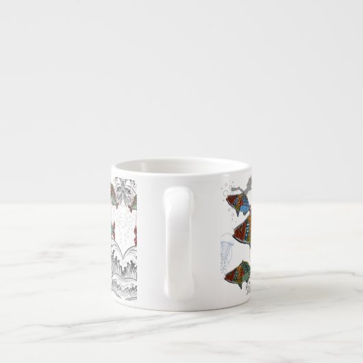 Fun Fish Mug Design using Needle Punch fish design エスプレッソカップ (裏面)