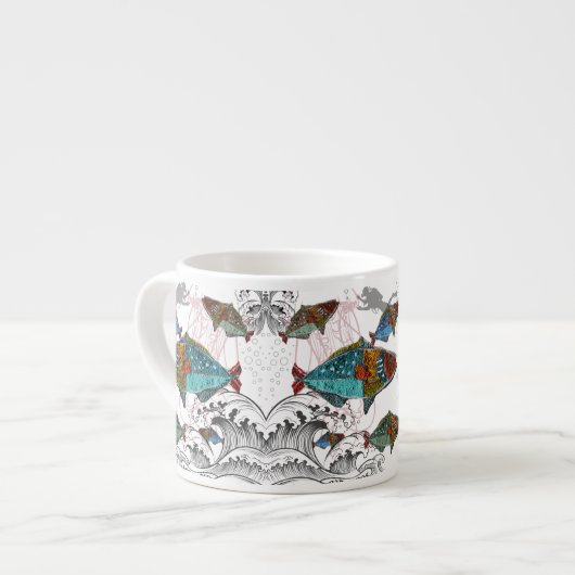 Fun Fish Mug Design using Needle Punch fish design エスプレッソカップ (正面左)