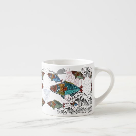 Fun Fish Mug Design using Needle Punch fish design エスプレッソカップ (右)