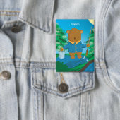Fun Fishing Brown Bear Kid Pin Button 缶バッジ (インサイチュ)