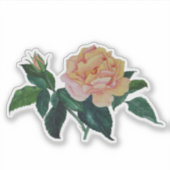 Fun Floral Watercolor Peace Rose Gift Sticker シール (正面)