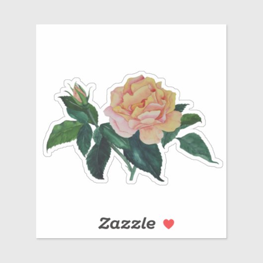Fun Floral Watercolor Peace Rose Gift Sticker シール (シート)