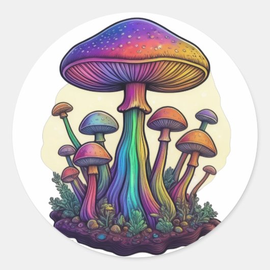 Fun Florescent Fungi ラウンドシール (正面)