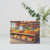 Fun fresh fruit vendors any purpose  ポストカード (スタンド正面)