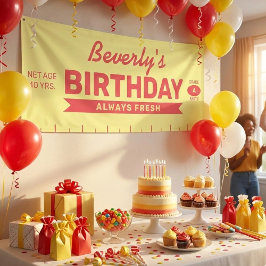 Fun Fresh Stick of Butter Red Text Birthday Party  横断幕