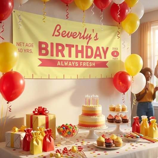 Fun Fresh Stick of Butter Red Text Birthday Party  横断幕