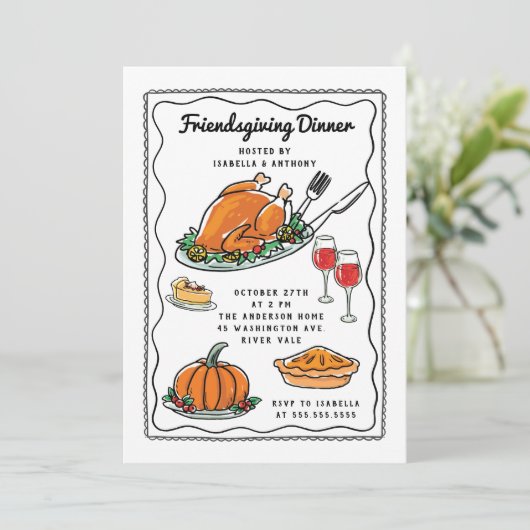 Fun Friendsgiving Dinner Invitation 招待状 (スタンド正面)