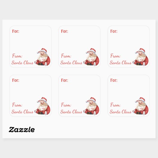 Fun From Santa Claus Custom NAME gift sticker スクエアシール (シート)