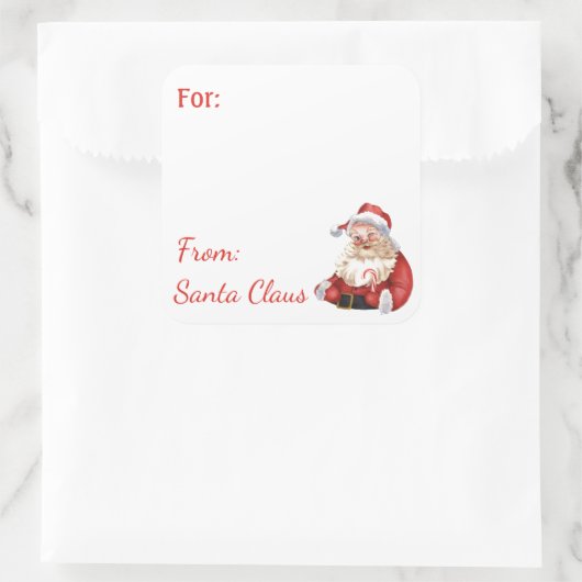 Fun From Santa Claus Custom NAME gift sticker スクエアシール (バッグ)