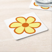 Fun Funky 60s 70s Retro Flower スクエアペーパーコースター (アングル)