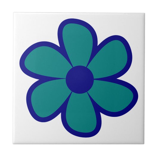 Fun Funky 60s 70s Retro Flower タイル (正面)